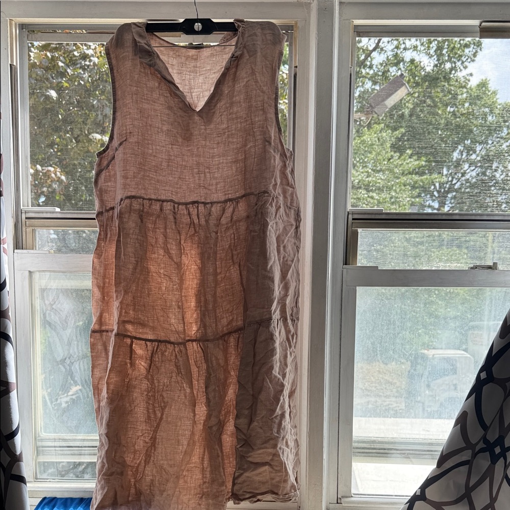 Le ragarre Elegant tan Maxi Dress 100%Lino - Picture 8 of 8